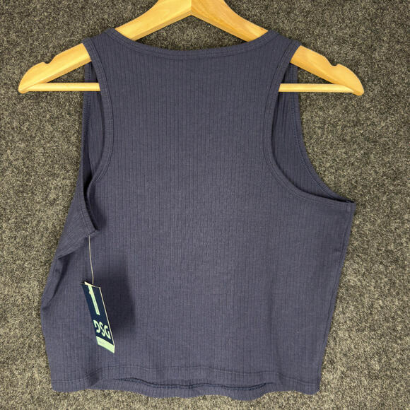 New DSD Cropped Top Women S Small Blue V-Neck Sleeveless Wide Strap Cotton - Picture 2 of 8